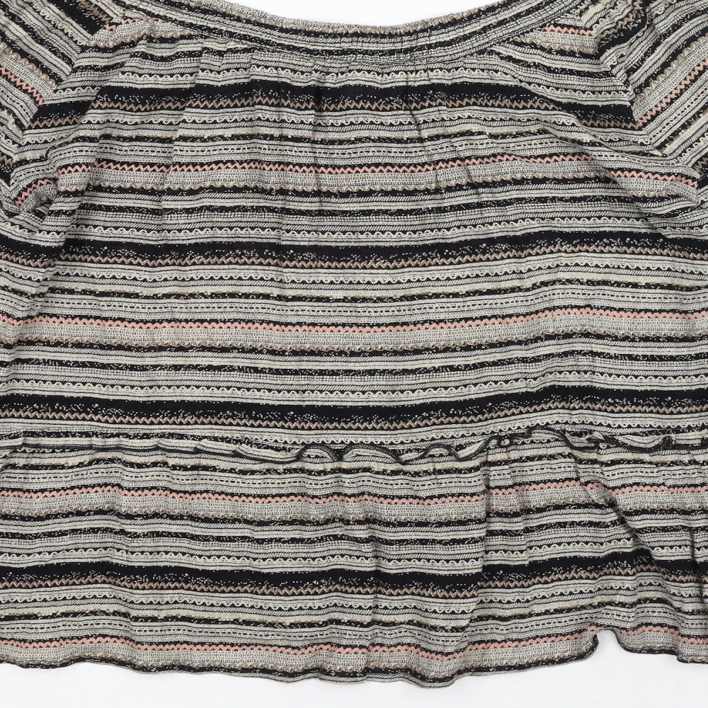 Lotties Womens Grey Striped Viscose Basic Blouse Size 16 Round Neck