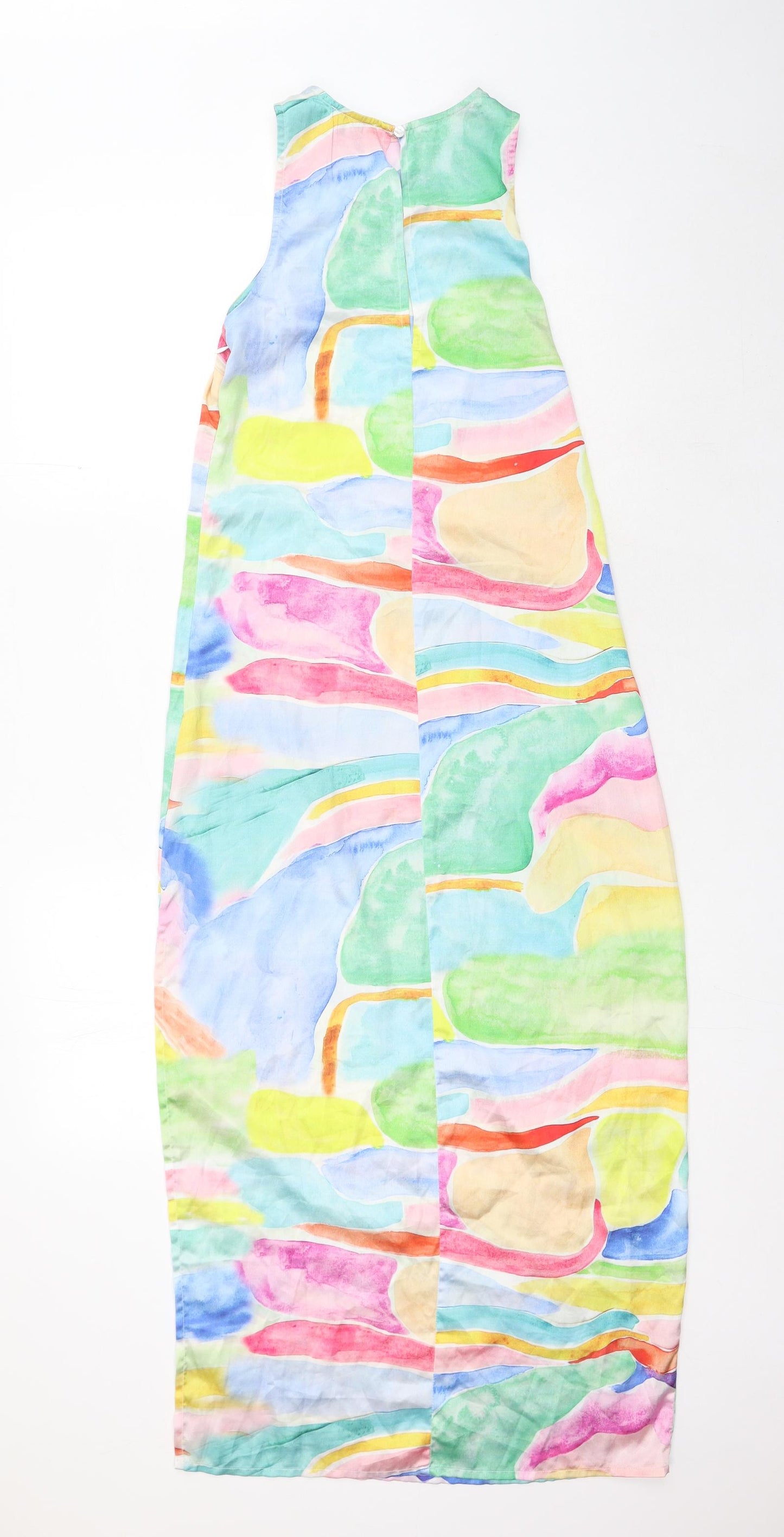 ASOS Womens Multicoloured Geometric Polyester Maxi Size 4 Round Neck Button