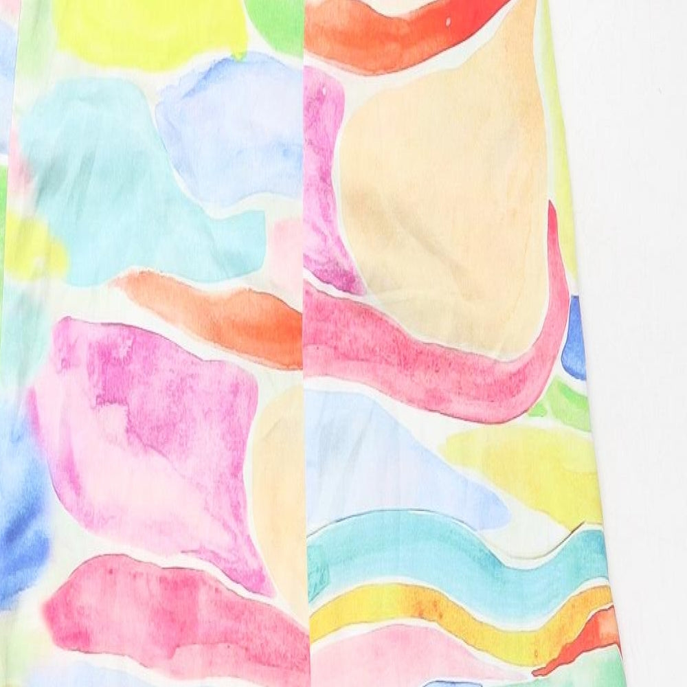 ASOS Womens Multicoloured Geometric Polyester Maxi Size 4 Round Neck Button