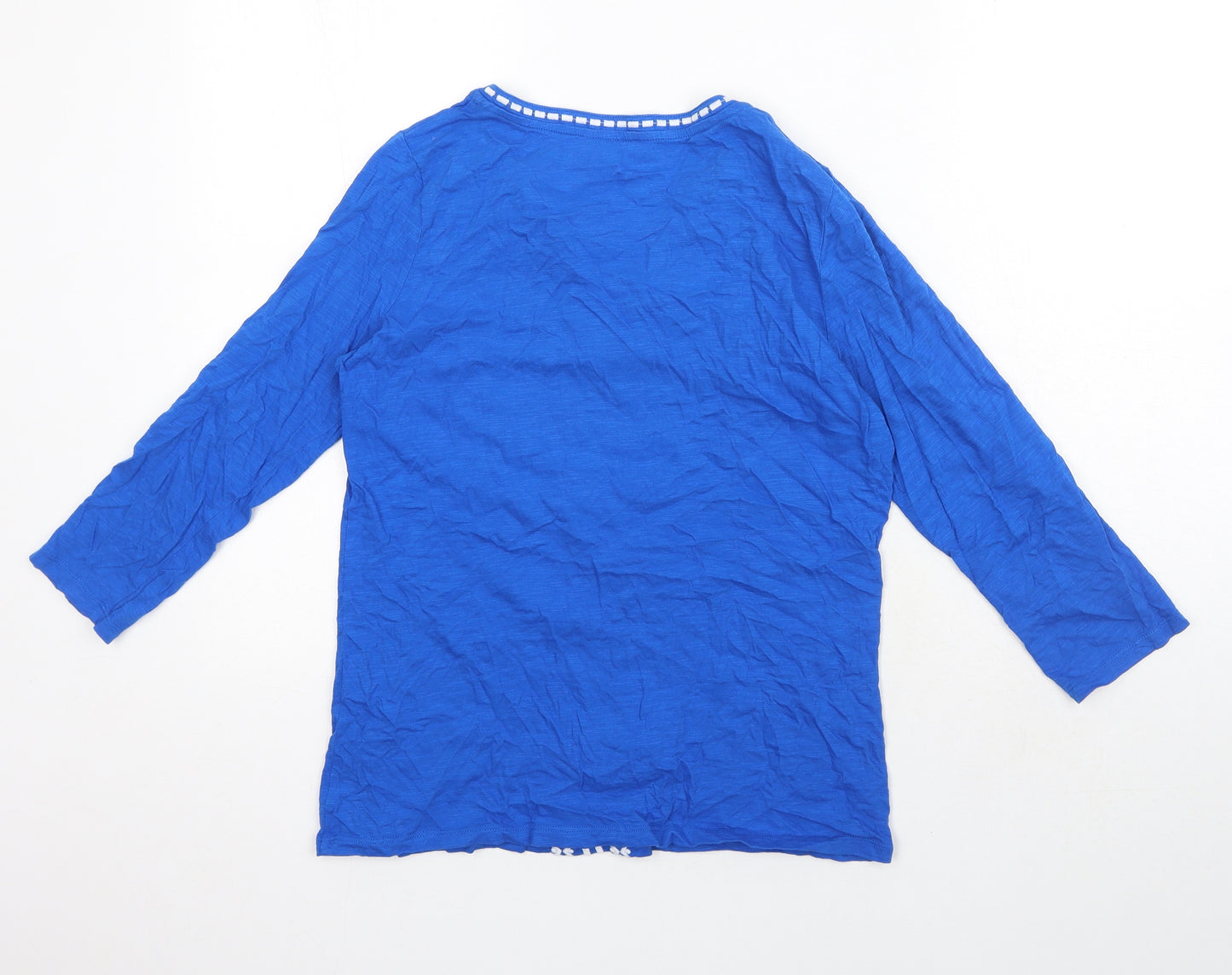 Boden Womens Blue Polyester Basic Blouse Size 10 V-Neck