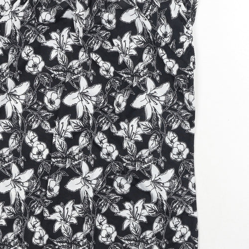 Originals Womens Black Floral Polyester Basic Blouse Size 14 Round Neck