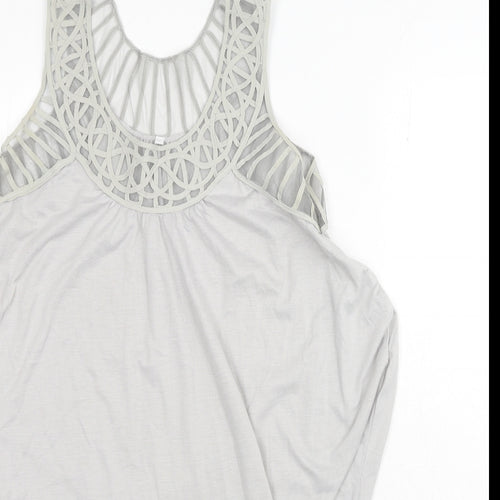 Preworn Womens Grey Polyester Basic Tank Size M Round Neck