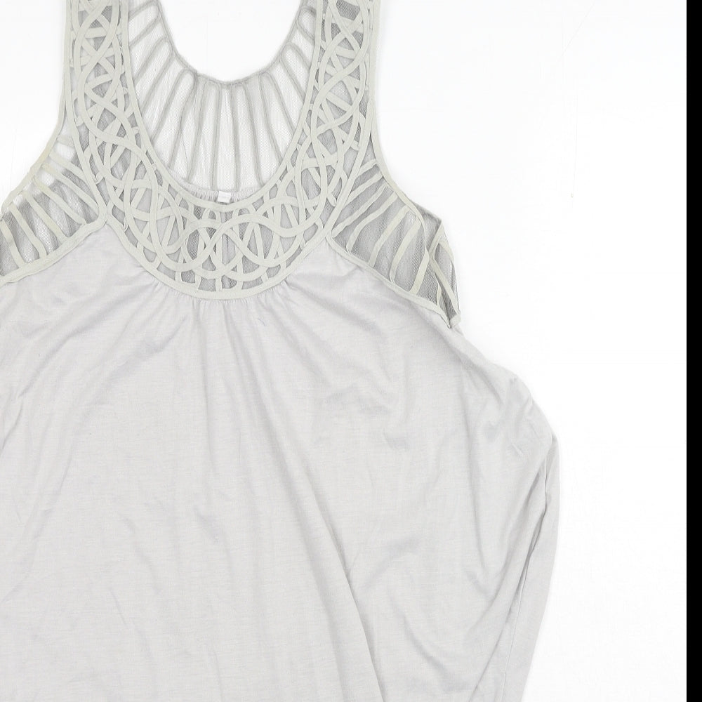 Preworn Womens Grey Polyester Basic Tank Size M Round Neck