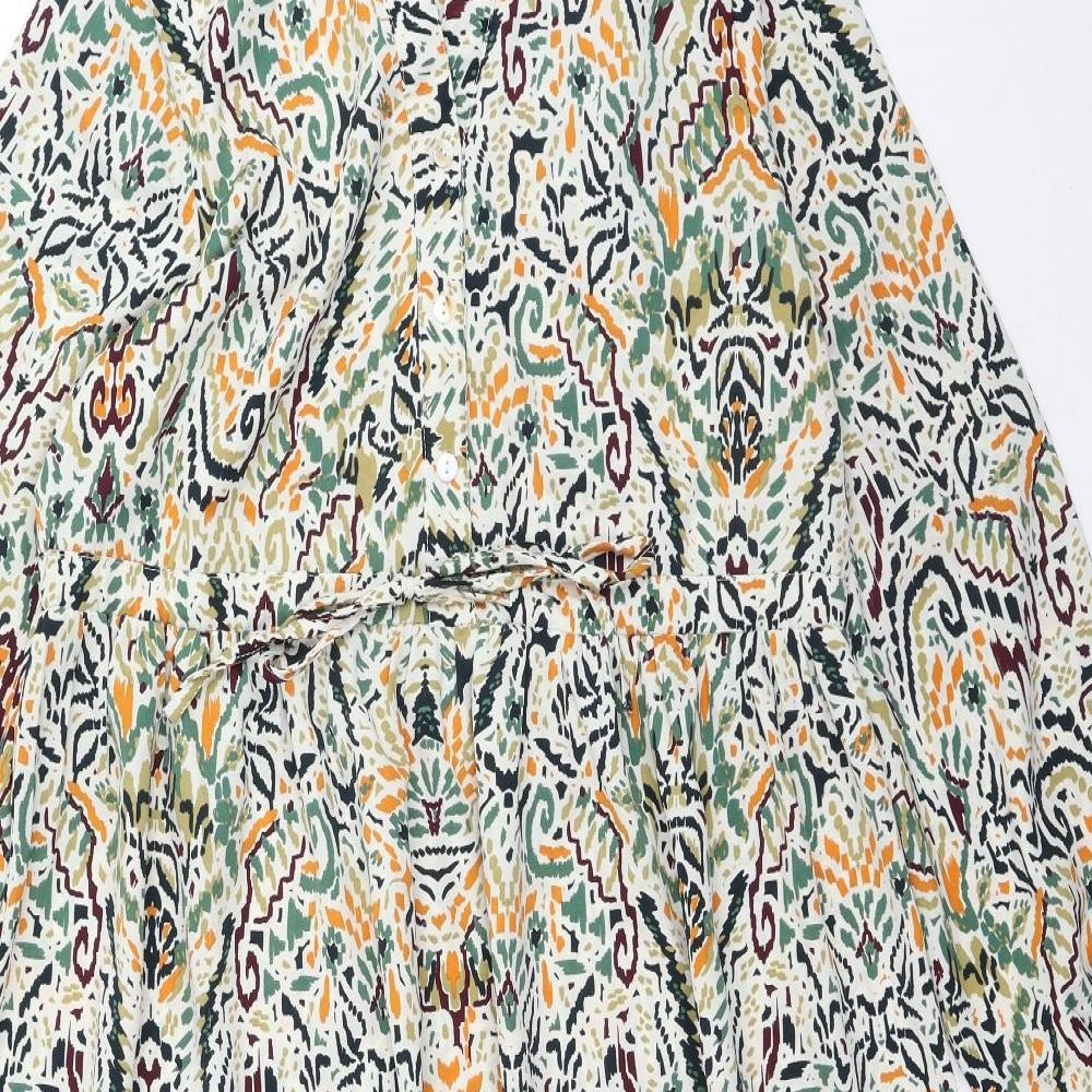 QED London Womens Multicoloured Geometric Polyester A-Line Size S V-Neck Button