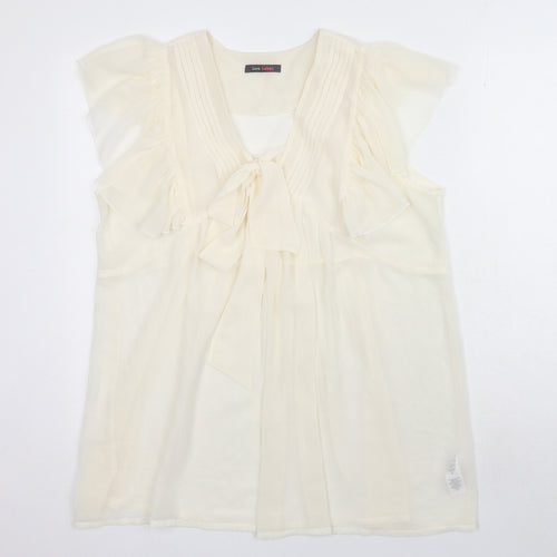 Love Label Womens Ivory Polyester Basic Blouse Size 18 V-Neck