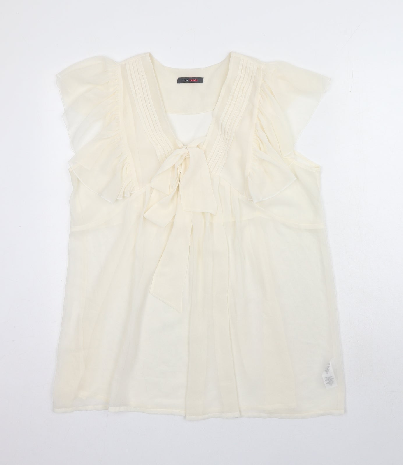Love Label Womens Ivory Polyester Basic Blouse Size 18 V-Neck