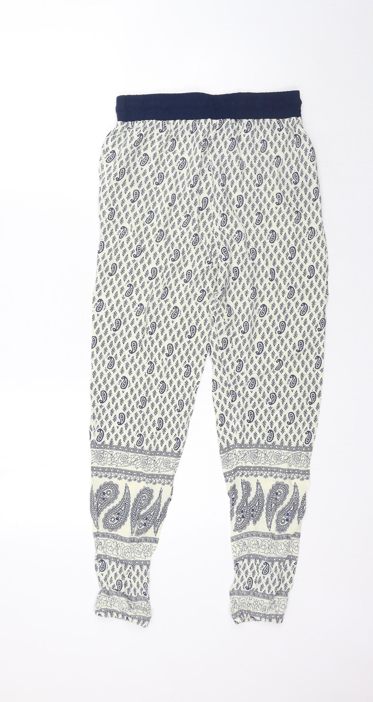 Atmosphere Womens Blue Geometric Viscose Trousers Size 6 Regular