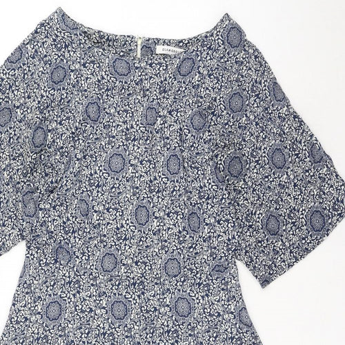 Glamorous Womens Blue Geometric Viscose Trapeze & Swing Size 12 Round Neck Zip