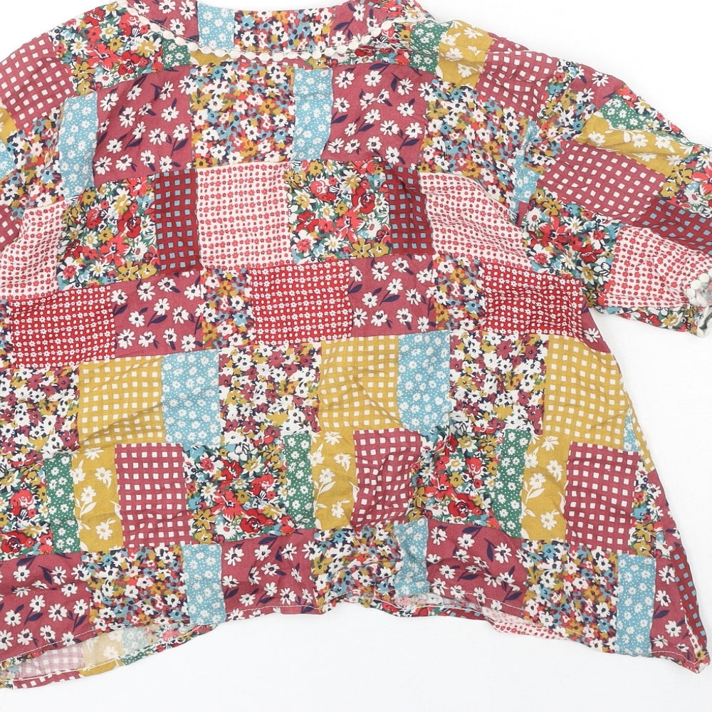 TU Girls Multicoloured V-Neck Geometric Viscose Cardigan Jumper Size 8 Years Pullover