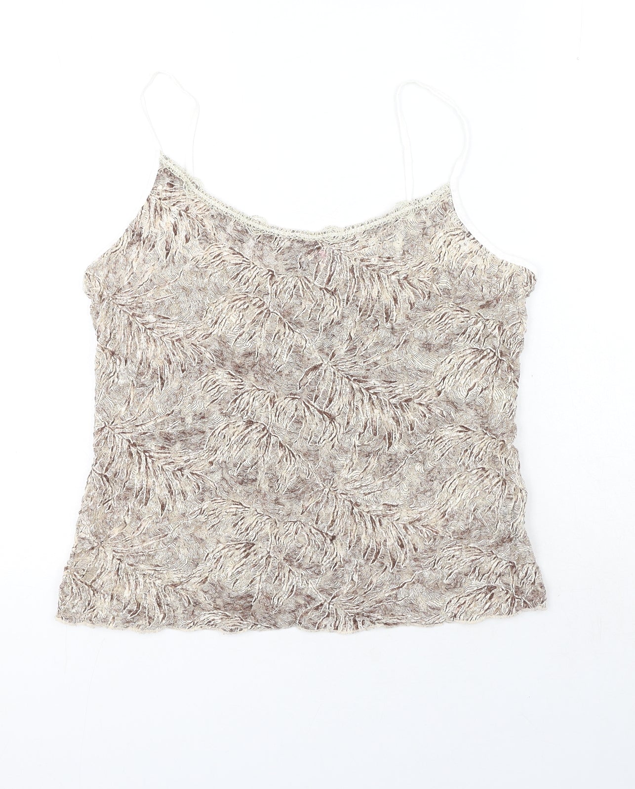 Per Una Womens Beige Geometric Viscose Basic Tank Size 18 Round Neck