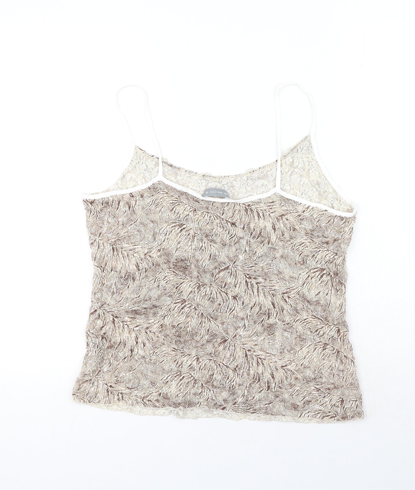 Per Una Womens Beige Geometric Viscose Basic Tank Size 18 Round Neck