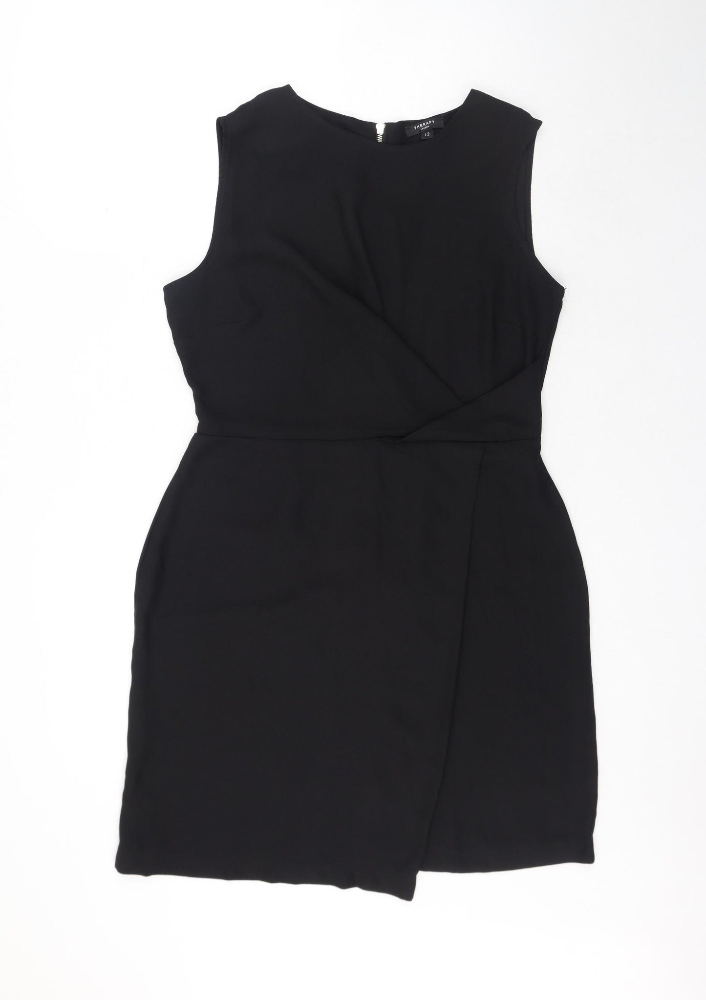 Therapy London Womens Black Polyester A-Line Size 12 Round Neck Zip