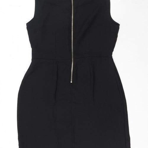 Therapy London Womens Black Polyester A-Line Size 12 Round Neck Zip