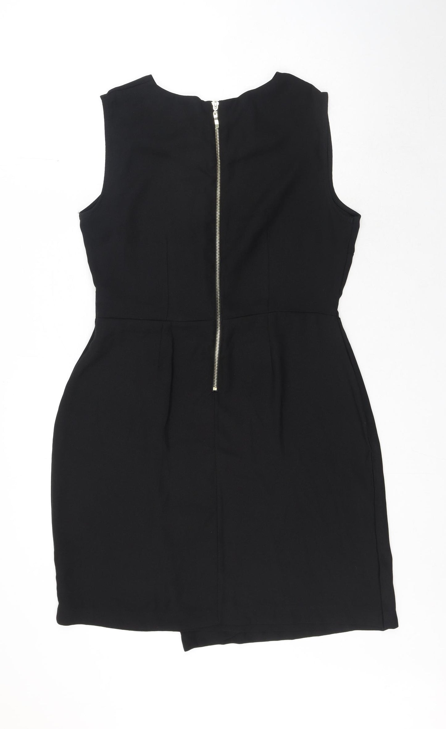 Therapy London Womens Black Polyester A-Line Size 12 Round Neck Zip