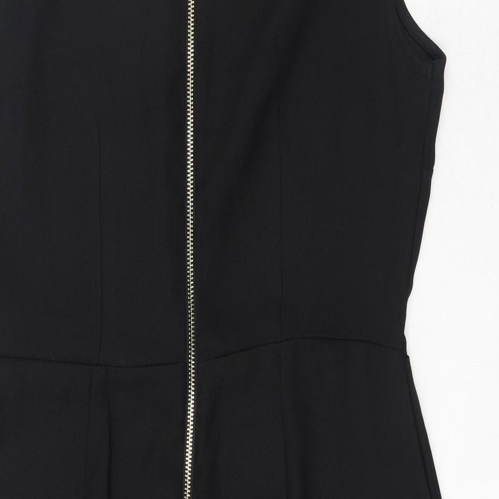 Therapy London Womens Black Polyester A-Line Size 12 Round Neck Zip