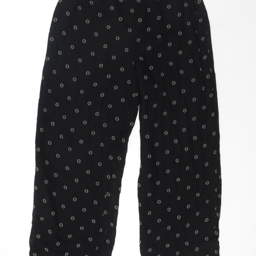 Preworn Womens Black Geometric Polyester Trousers Size 30 in Regular Zip