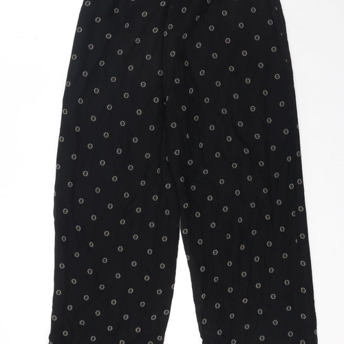 Preworn Womens Black Geometric Polyester Trousers Size 30 in Regular Zip