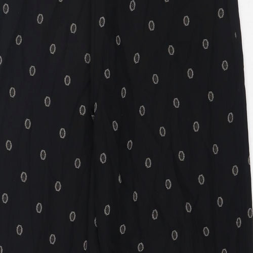 Preworn Womens Black Geometric Polyester Trousers Size 30 in Regular Zip