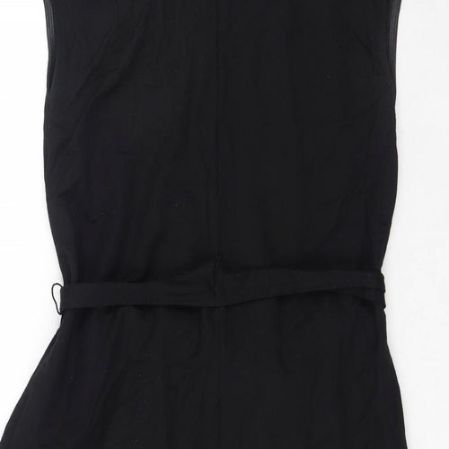 Zara Womens Black Viscose A-Line Size S V-Neck Tie