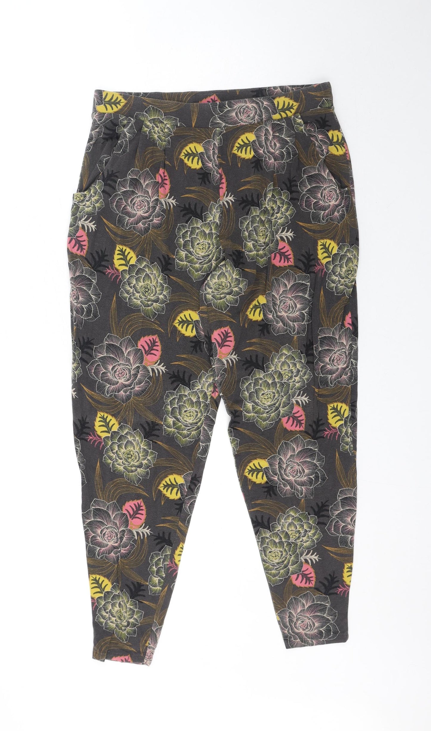 New Look Womens Multicoloured Floral Viscose Trousers Size 14 Regular