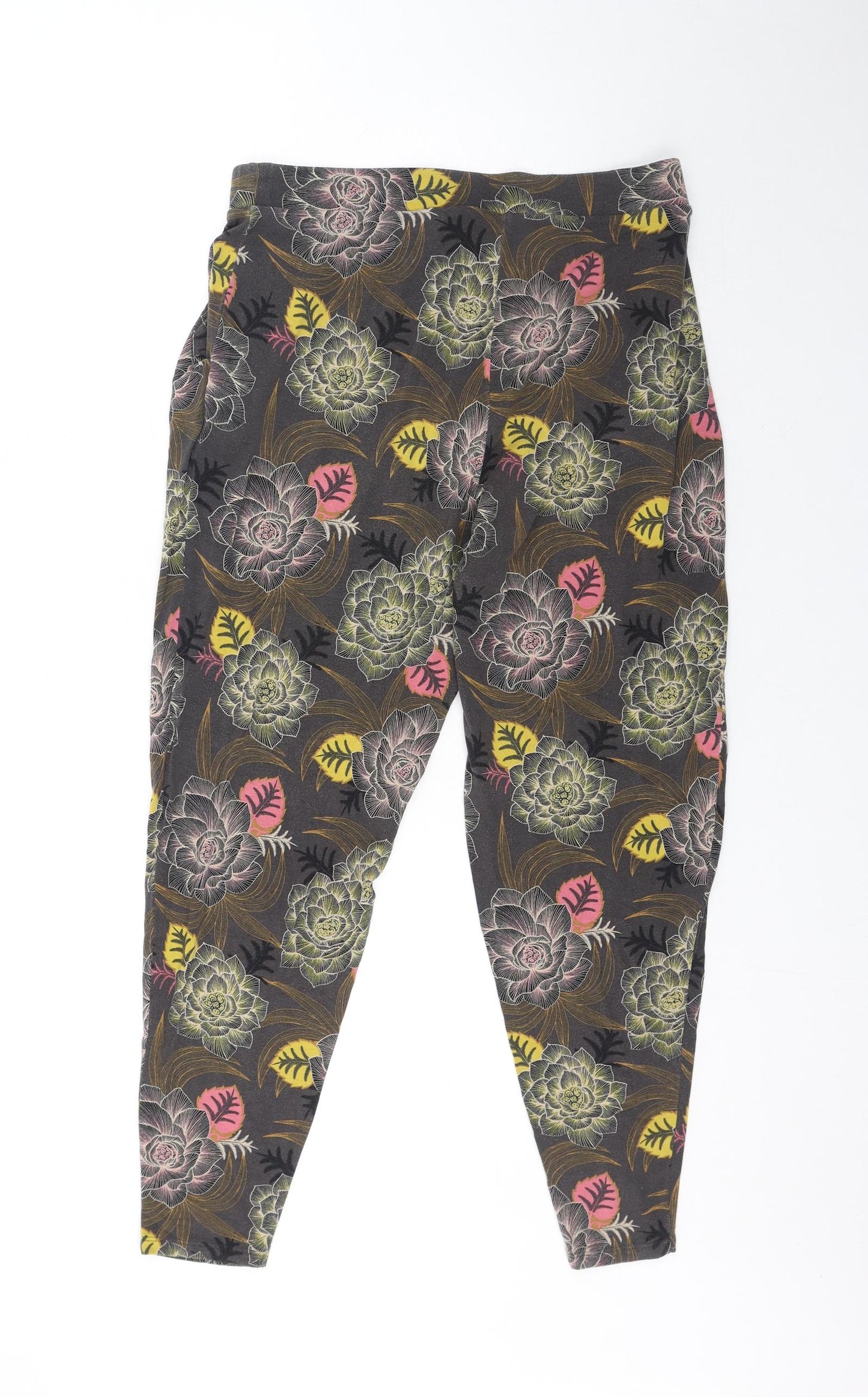 New Look Womens Multicoloured Floral Viscose Trousers Size 14 Regular