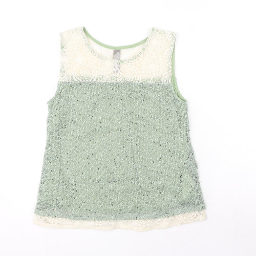 Mismash Womens Green Polyester Basic Tank Size M Round Neck