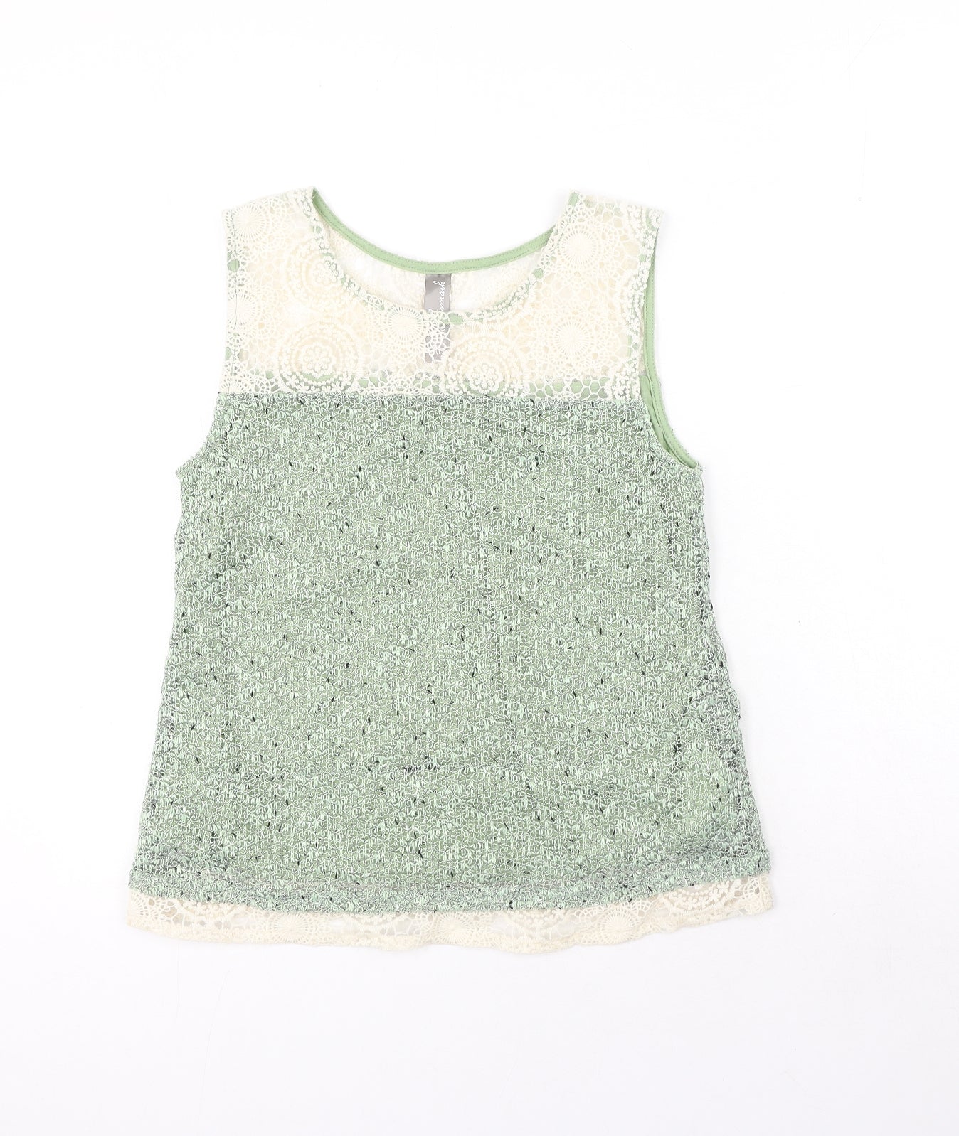 Mismash Womens Green Polyester Basic Tank Size M Round Neck