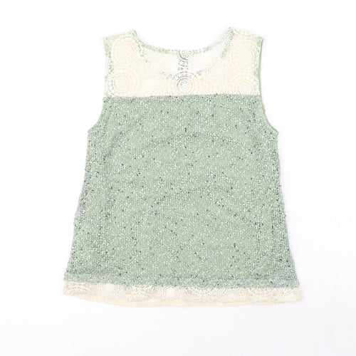 Mismash Womens Green Polyester Basic Tank Size M Round Neck