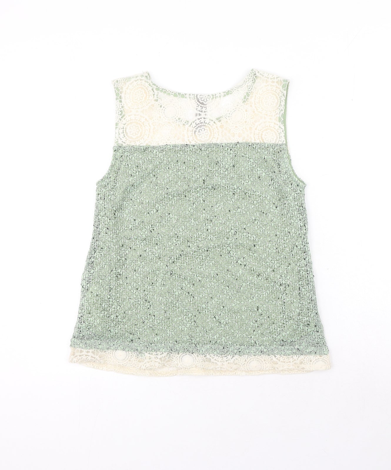 Mismash Womens Green Polyester Basic Tank Size M Round Neck