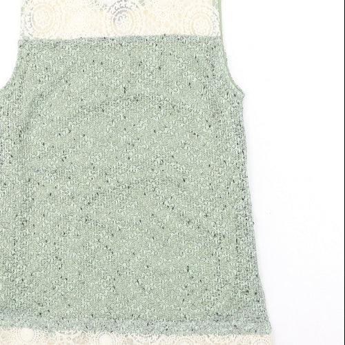 Mismash Womens Green Polyester Basic Tank Size M Round Neck