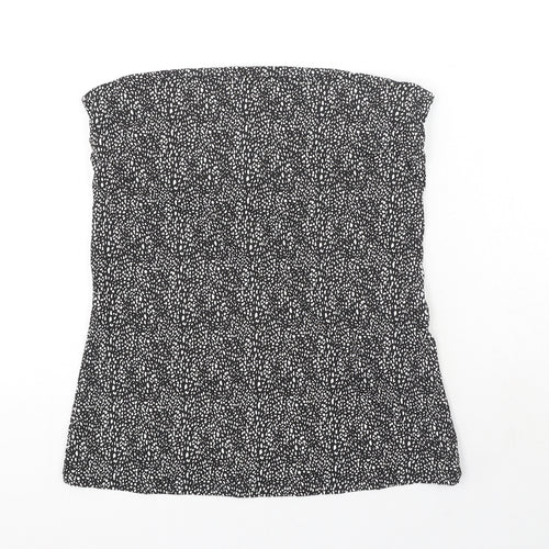 Holiday Shop Womens Black Geometric Cotton Basic Tank Size 14 Off the Shoulder