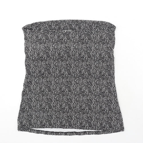 Holiday Shop Womens Black Geometric Cotton Basic Tank Size 14 Off the Shoulder