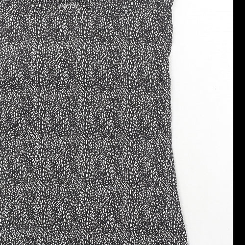 Holiday Shop Womens Black Geometric Cotton Basic Tank Size 14 Off the Shoulder