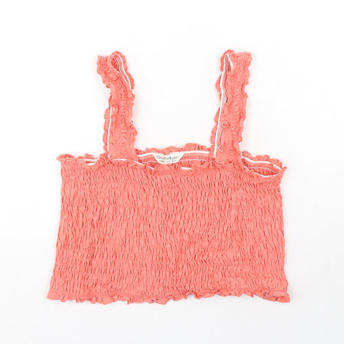 Miss Selfridge Womens Pink Cotton Basic Tank Size 12 Square Neck