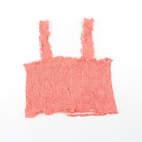 Miss Selfridge Womens Pink Cotton Basic Tank Size 12 Square Neck