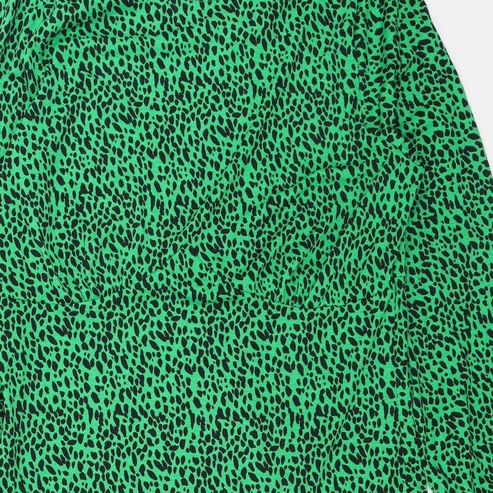 TU Womens Green Geometric Polyester Fit & Flare Size 16 Scoop Neck Pullover