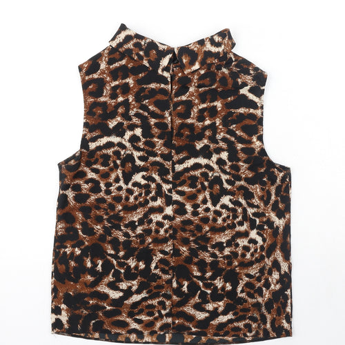 G21 Womens Brown Animal Print Polyester Basic Tank Size 8 Roll Neck - Leopard Print