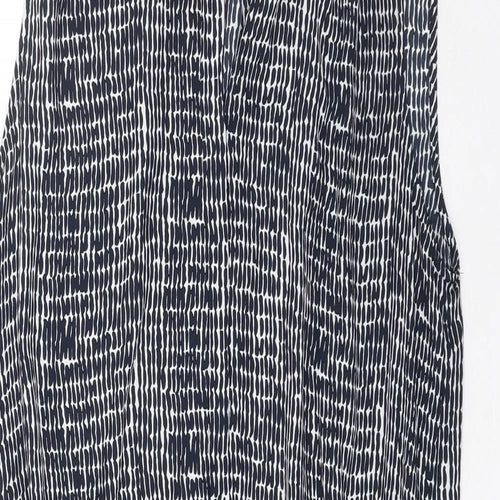 Hilary Radley Womens Black Geometric Polyester Skater Dress Size 6 V-Neck Drawstring