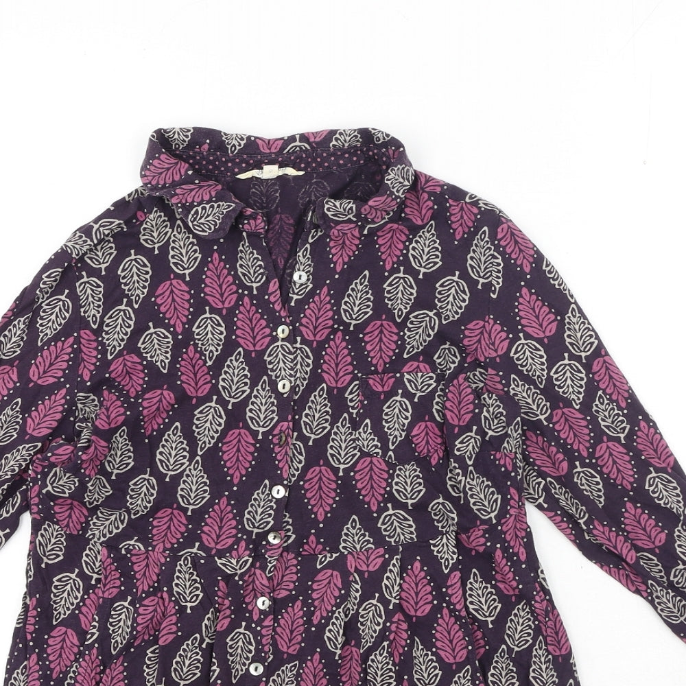 White Stuff Womens Pink Floral Cotton Basic Button-Up Size 8 Collared
