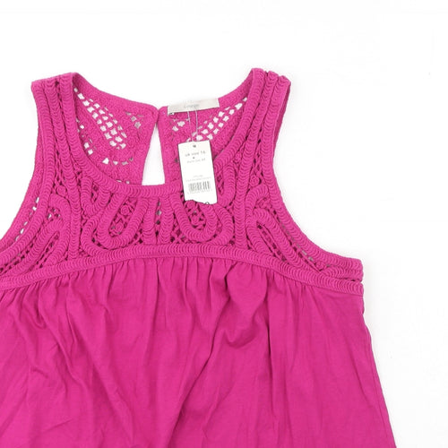 George Womens Pink Cotton Basic Tank Size 16 Round Neck