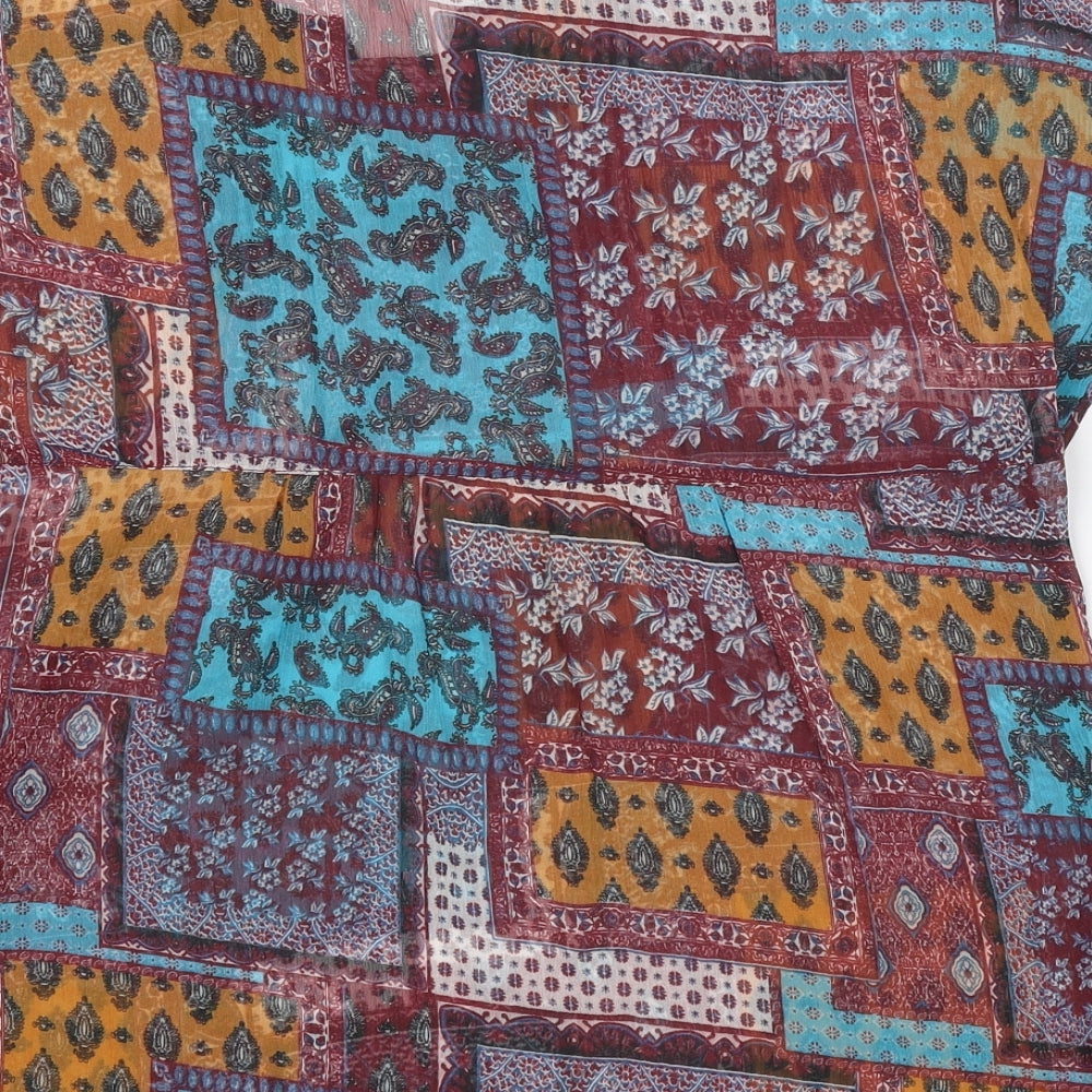 Sfera Womens Multicoloured Geometric Polyester Basic T-Shirt Size L Scoop Neck - Lace Trim