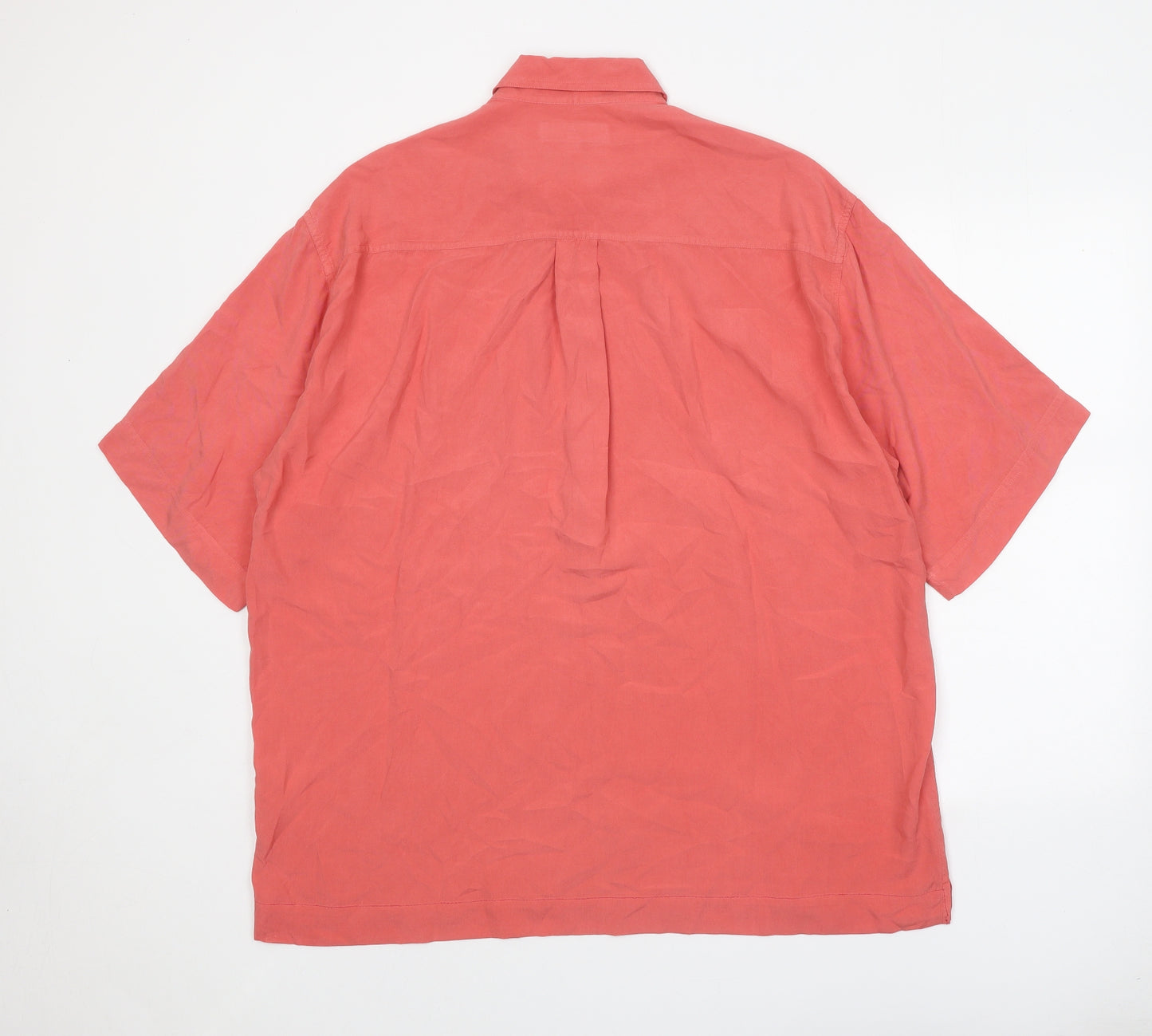 Marks and Spencer Womens Red Silk Basic Button-Up Size L Collared