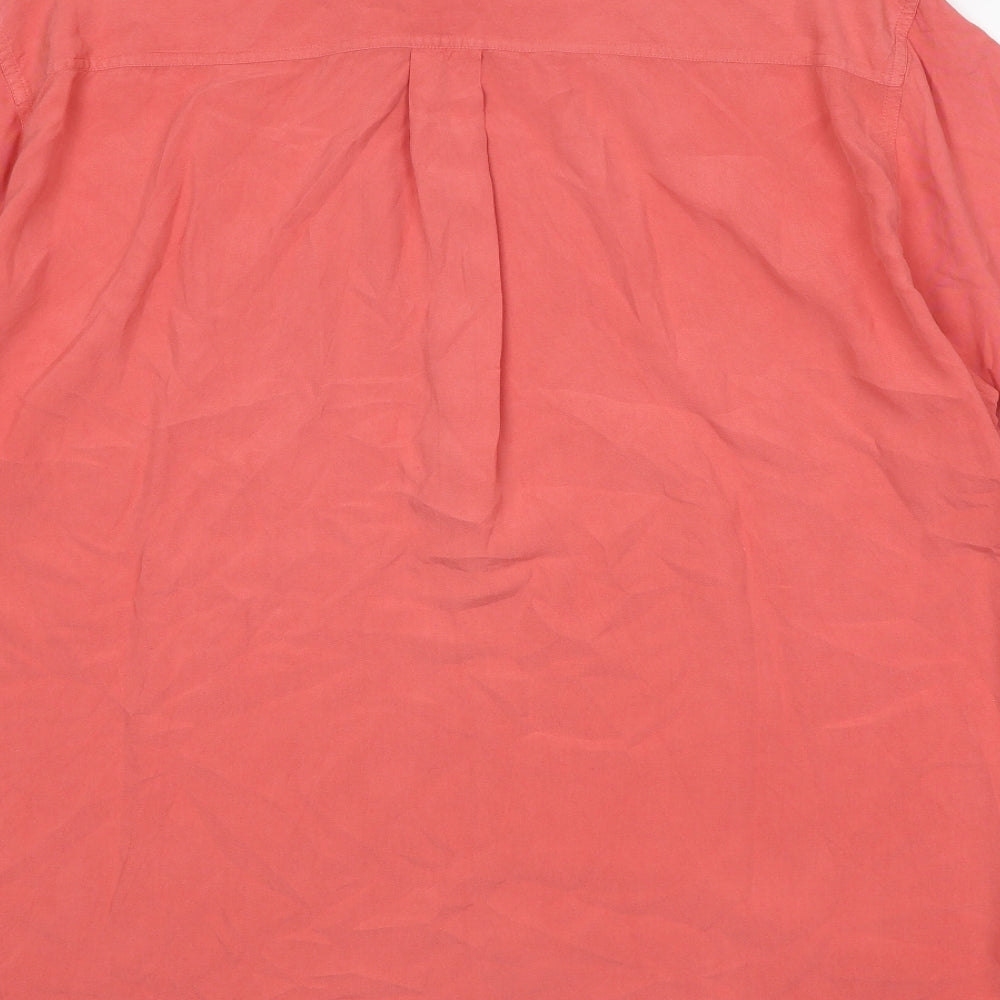 Marks and Spencer Womens Red Silk Basic Button-Up Size L Collared
