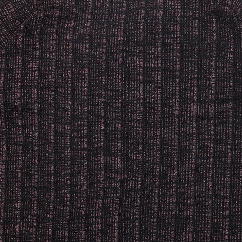 Papaya Womens Black Geometric Polyamide Basic Blouse Size 12 Boat Neck