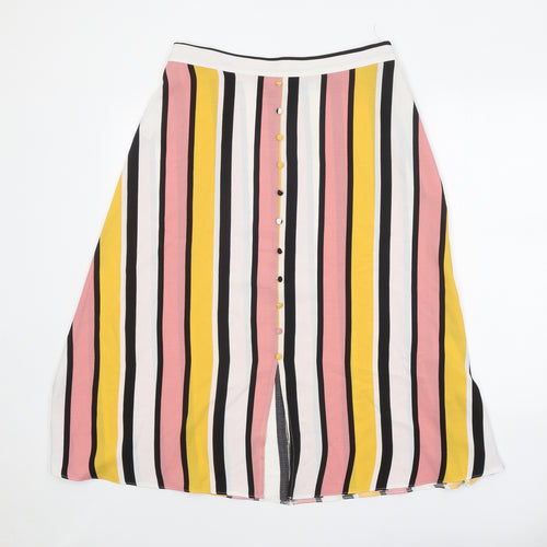 Papaya Womens Multicoloured Striped Polyester A-Line Skirt Size 12 Zip