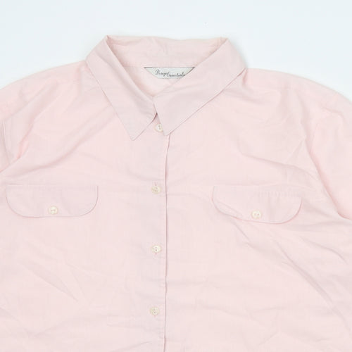 Design Essentials Womens Pink Polyester Basic Button-Up Size 16 Collared