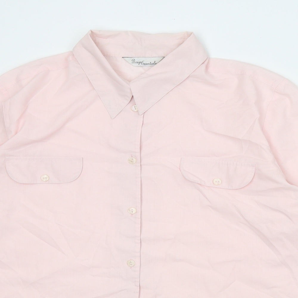 Design Essentials Womens Pink Polyester Basic Button-Up Size 16 Collared