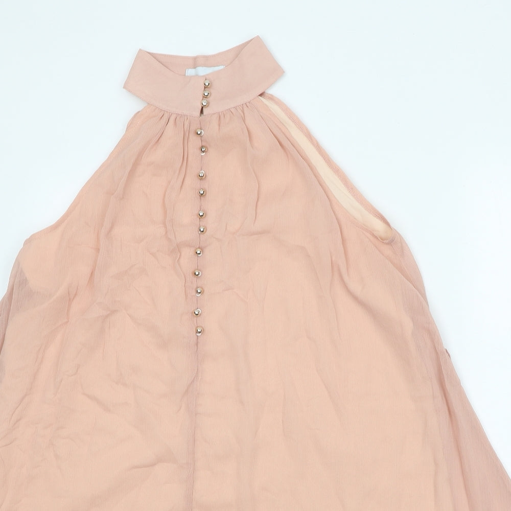 Amo Womens Pink Polyester Trapeze & Swing One Size Round Neck Button - Drop hem
