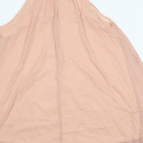 Amo Womens Pink Polyester Trapeze & Swing One Size Round Neck Button - Drop hem