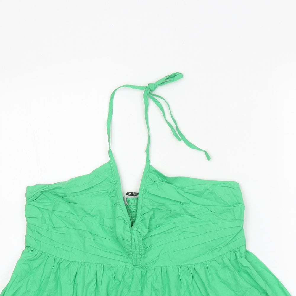 TU Womens Green 100% Cotton Basic Tank Size 14 Halter